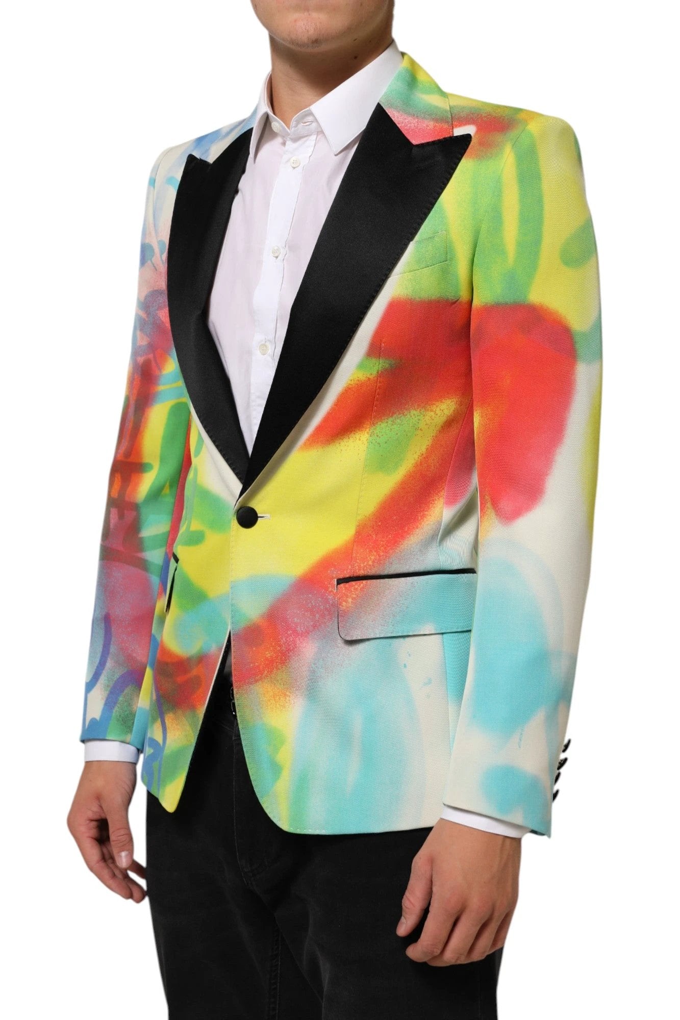 Dolce & Gabbana Multicolor Graffiti SICILIA 1 Button Men Suit Blazer by Dolce & Gabbana