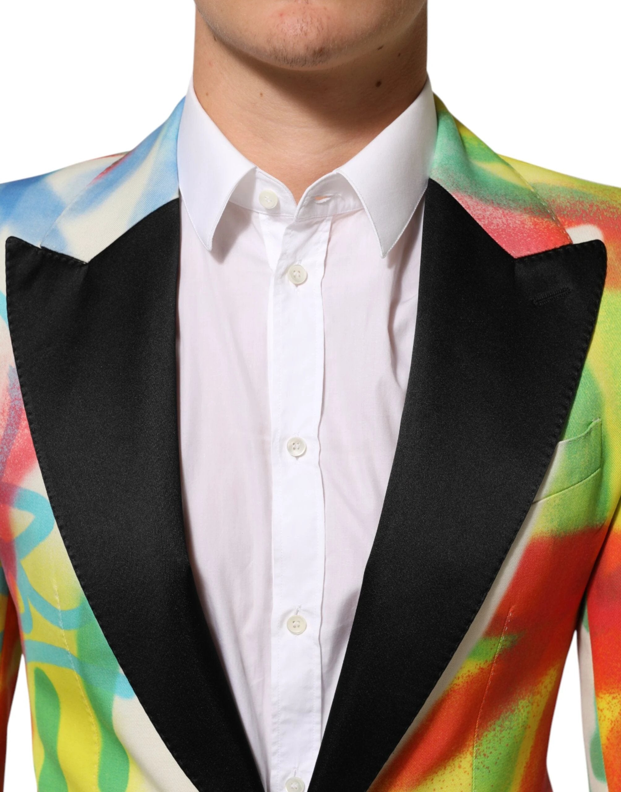 Dolce & Gabbana Multicolor Graffiti SICILIA 1 Button Men Suit Blazer by Dolce & Gabbana