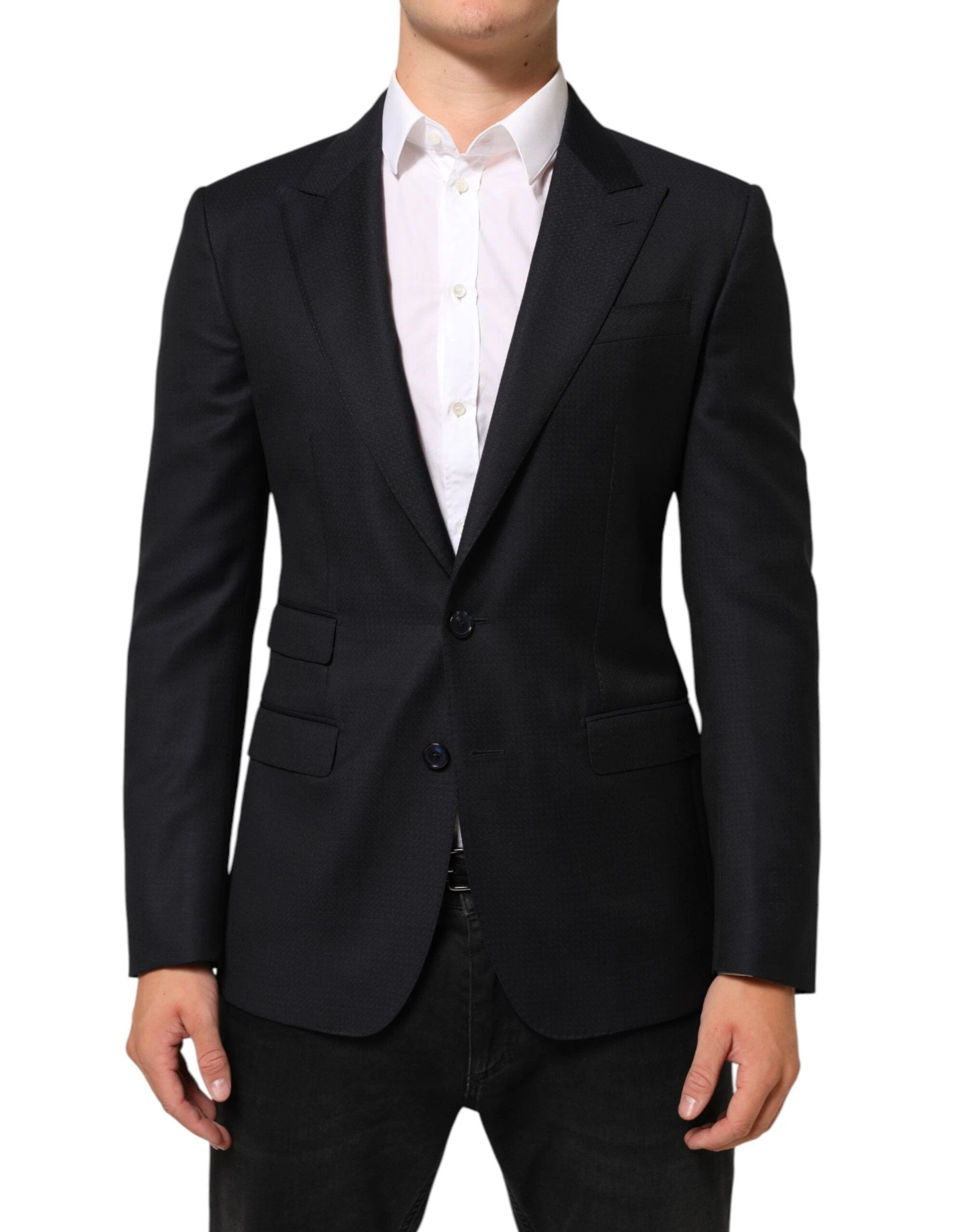 Dolce & Gabbana Black Wool NAPOLI 2 Button Men Suit Blazer by Dolce & Gabbana