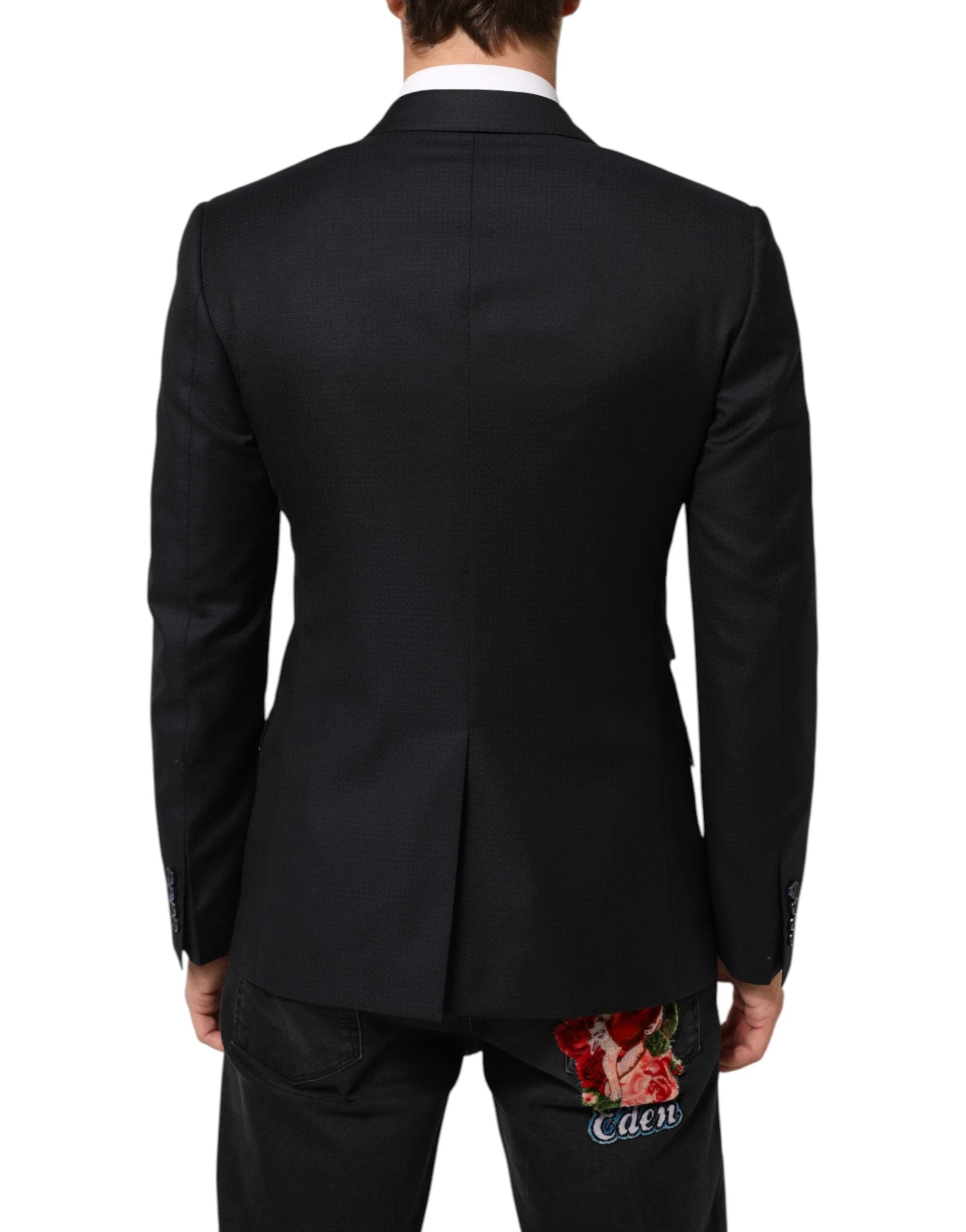 Dolce & Gabbana Black Wool NAPOLI 2 Button Men Suit Blazer by Dolce & Gabbana