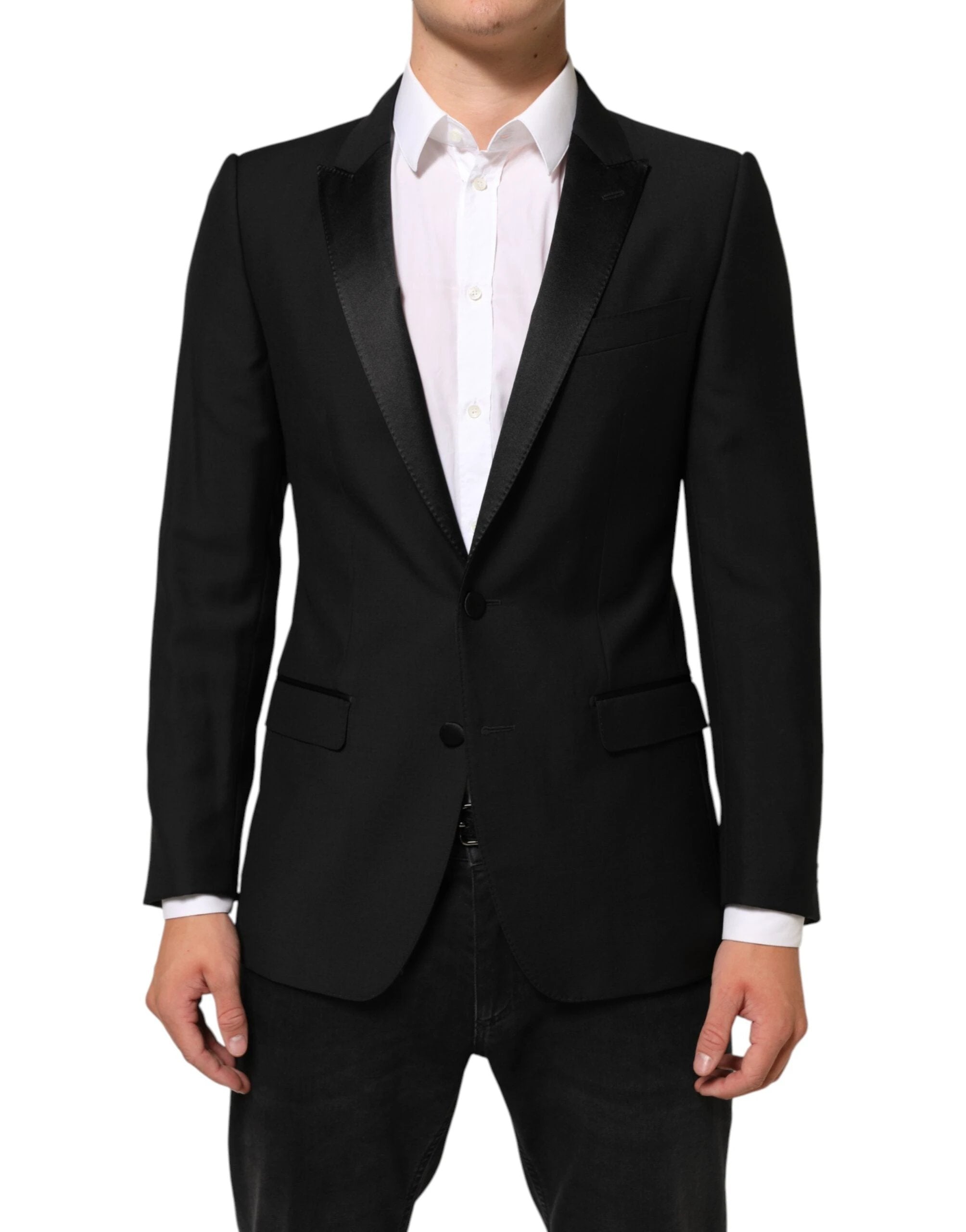 Dolce & Gabbana Black Wool MARTINI 2 Button Men Suit Blazer by Dolce & Gabbana