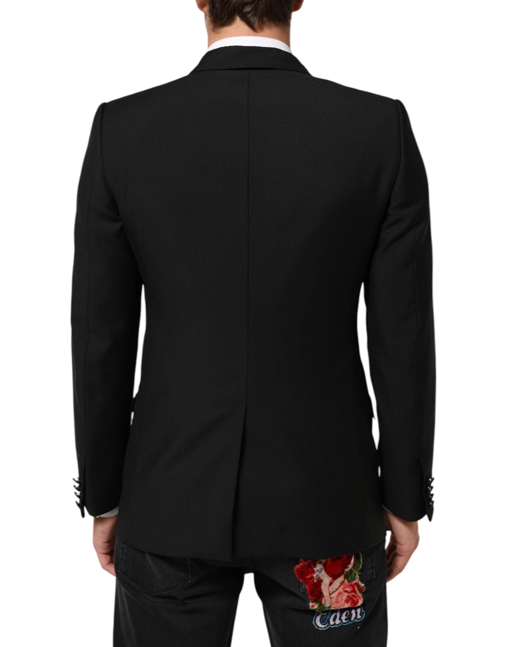 Dolce & Gabbana Black Wool MARTINI 2 Button Men Suit Blazer by Dolce & Gabbana
