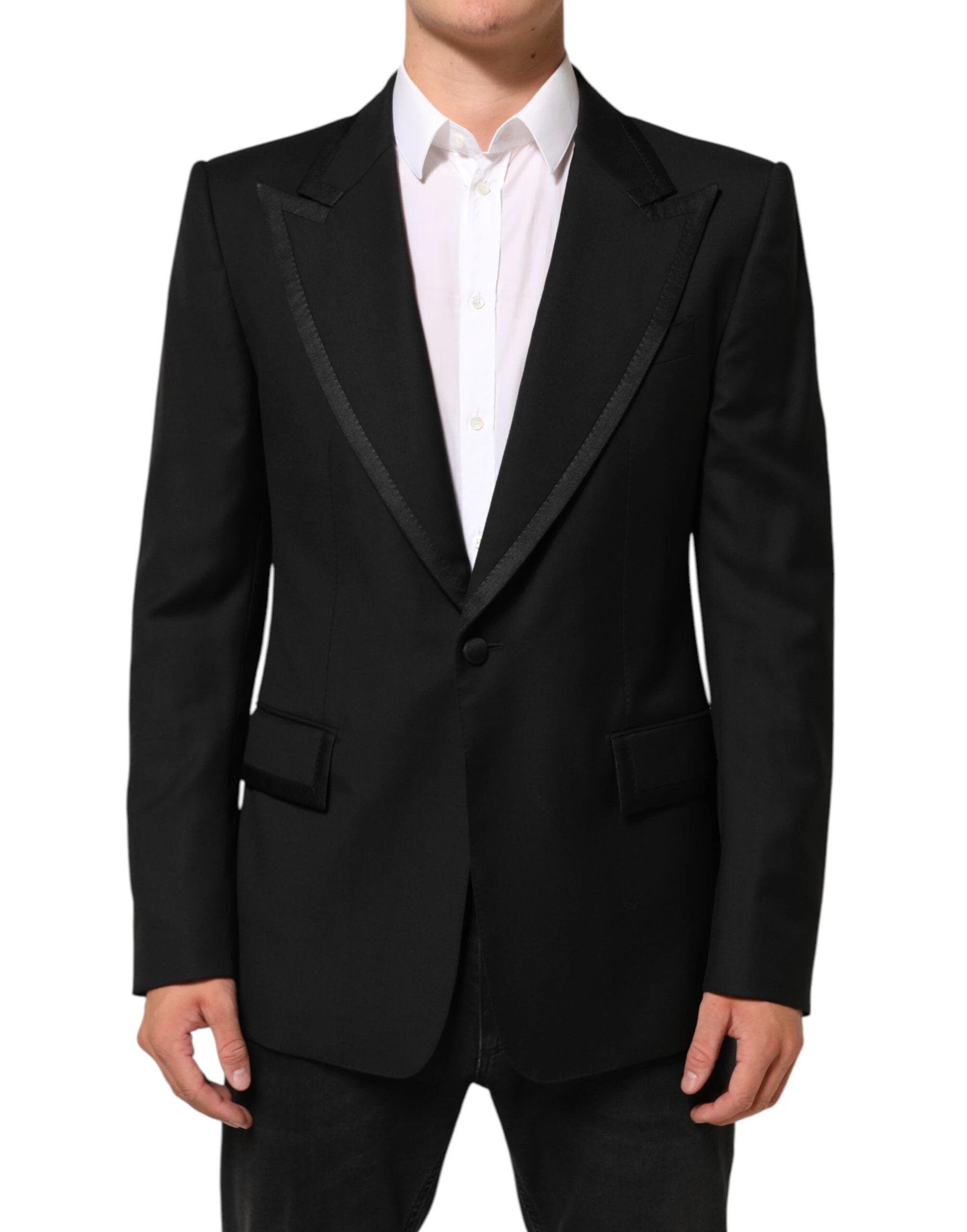 Dolce & Gabbana Black Wool 1 Button Suit Jacket Men Blazer by Dolce & Gabbana
