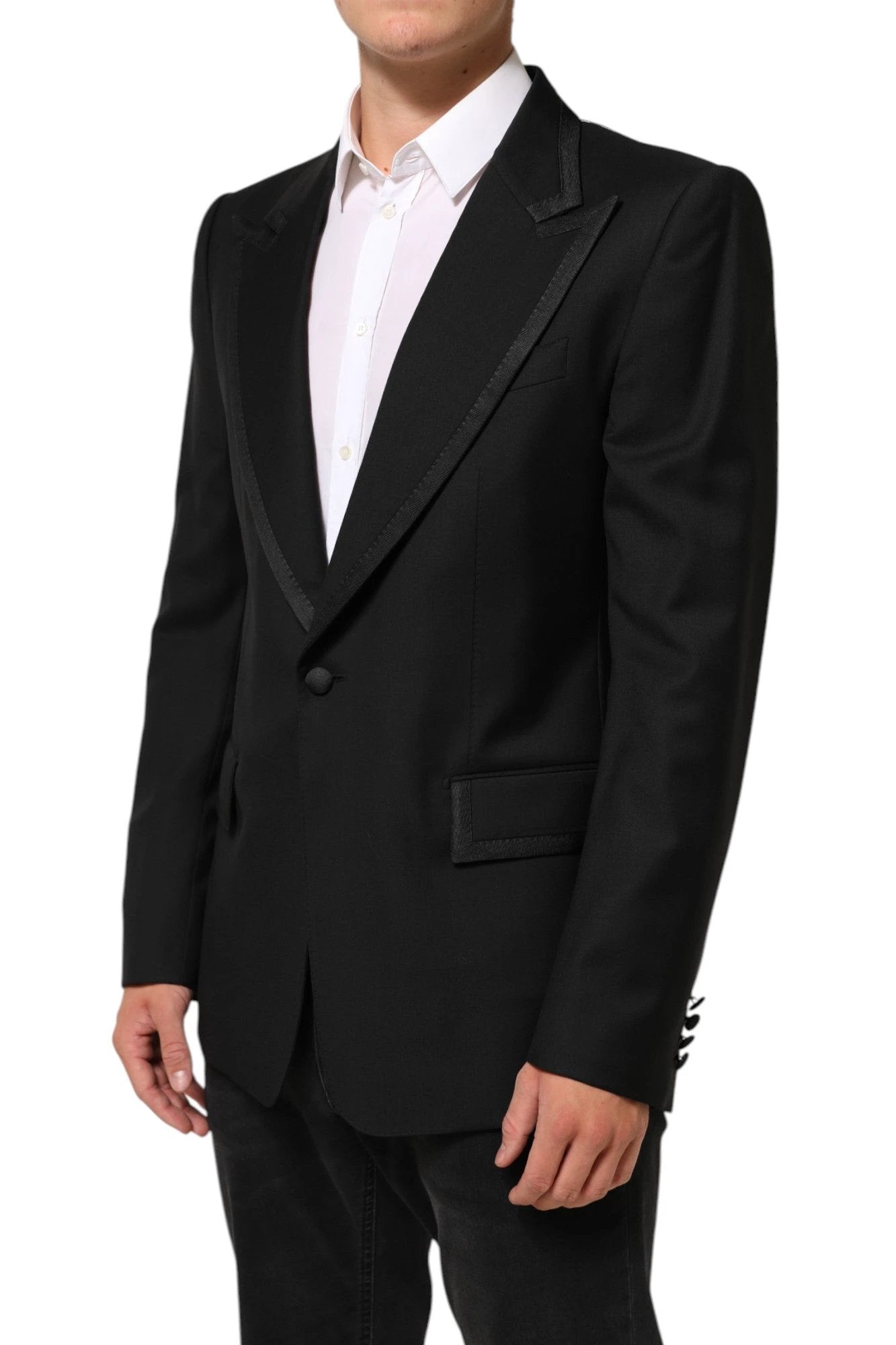 Dolce & Gabbana Black Wool 1 Button Suit Jacket Men Blazer by Dolce & Gabbana