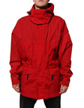 Dolce & Gabbana Red Nylon Hooded Men Full Zip Parka Jacket by Dolce & Gabbana