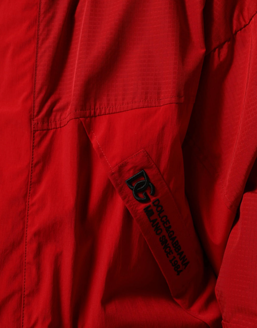 Dolce & Gabbana Red Nylon Hooded Men Full Zip Parka Jacket by Dolce & Gabbana