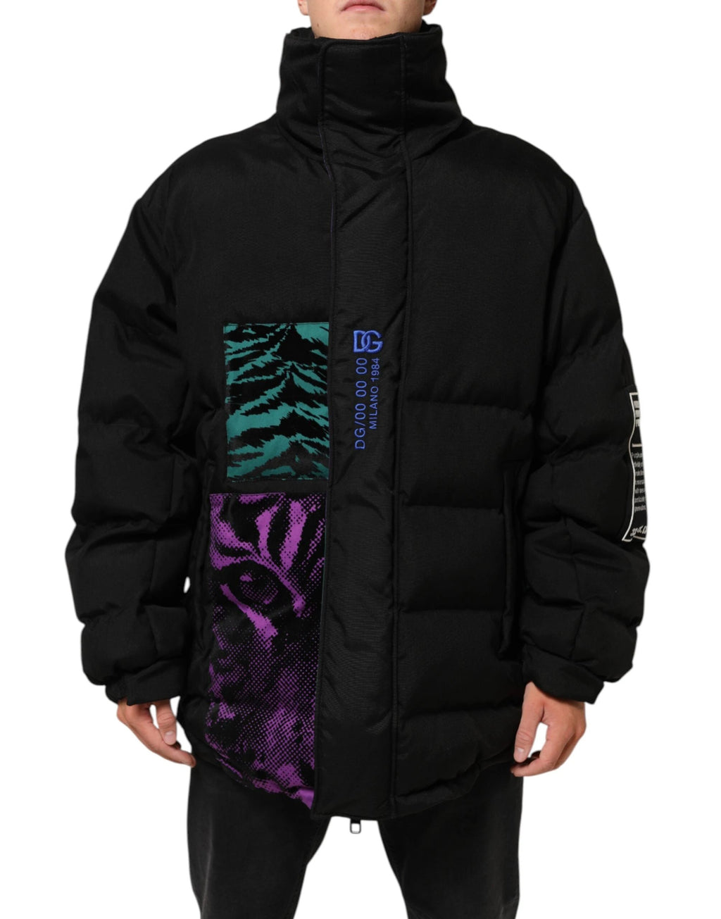 Dolce & Gabbana Black Nylon Puffer Men Full Zip Jacket by Dolce & Gabbana