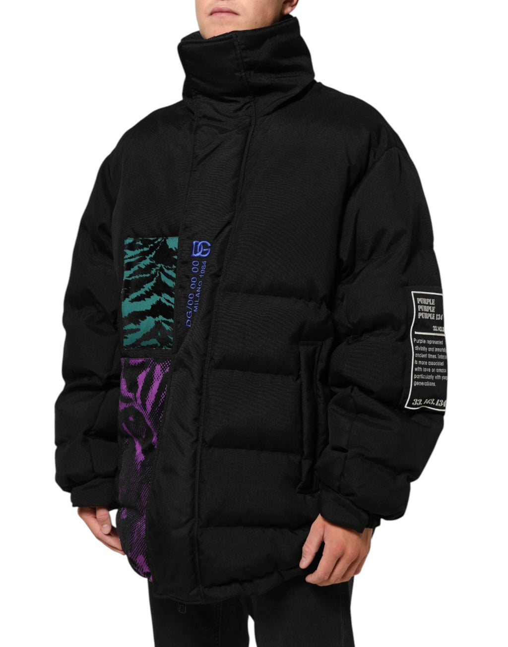 Dolce & Gabbana Black Nylon Puffer Men Full Zip Jacket by Dolce & Gabbana