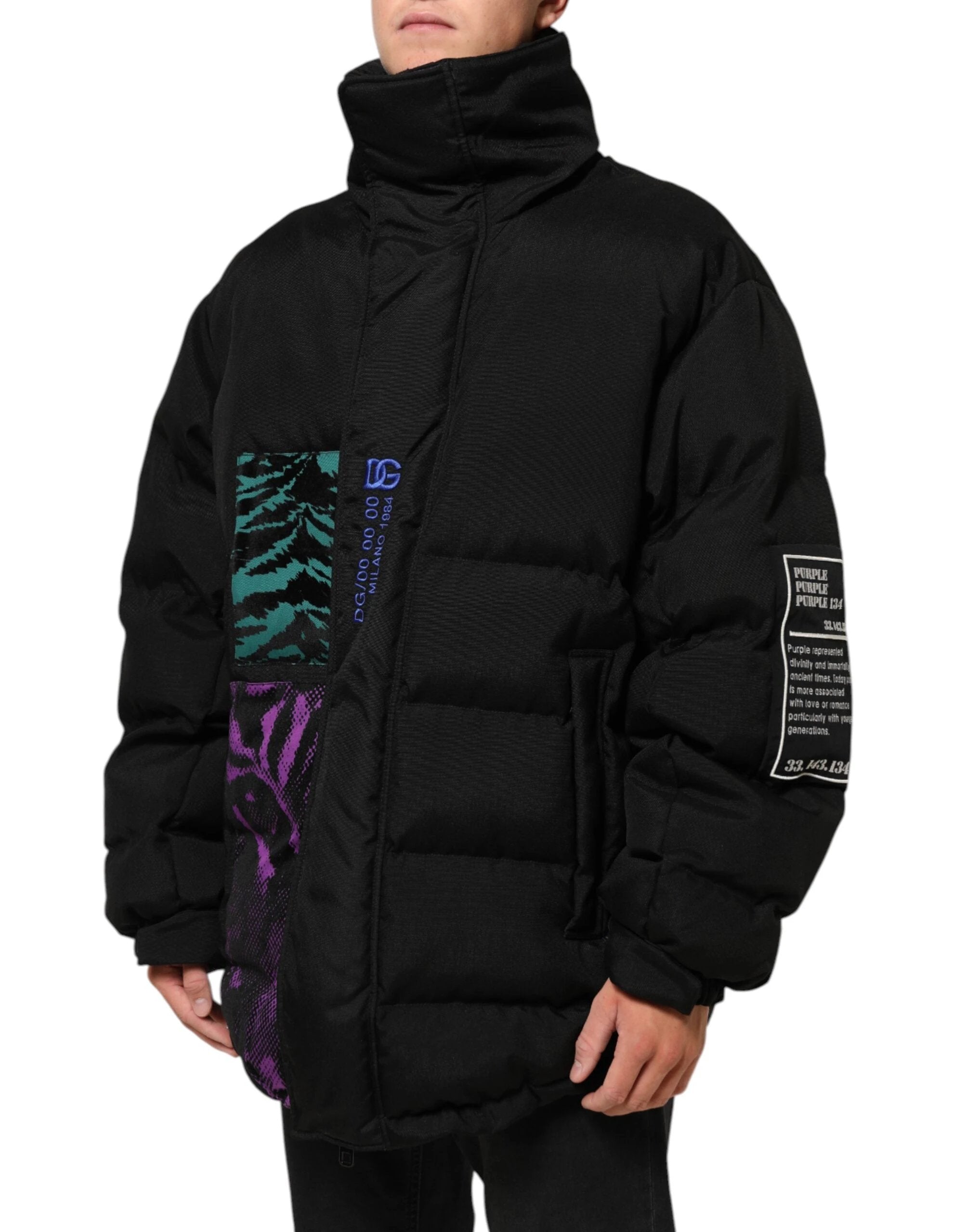 Dolce & Gabbana Black Nylon Puffer Men Full Zip Jacket by Dolce & Gabbana