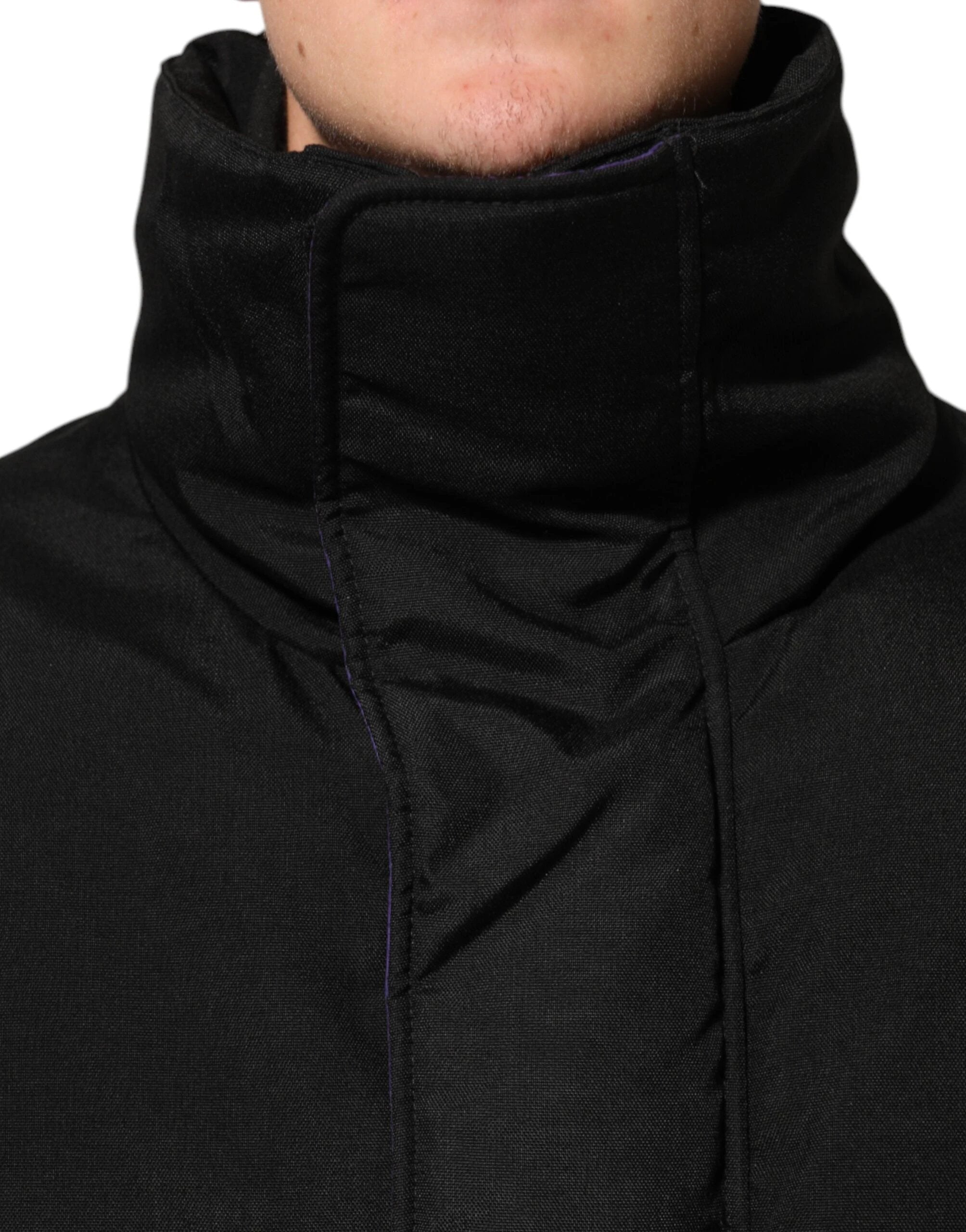 Dolce & Gabbana Black Nylon Puffer Men Full Zip Jacket by Dolce & Gabbana