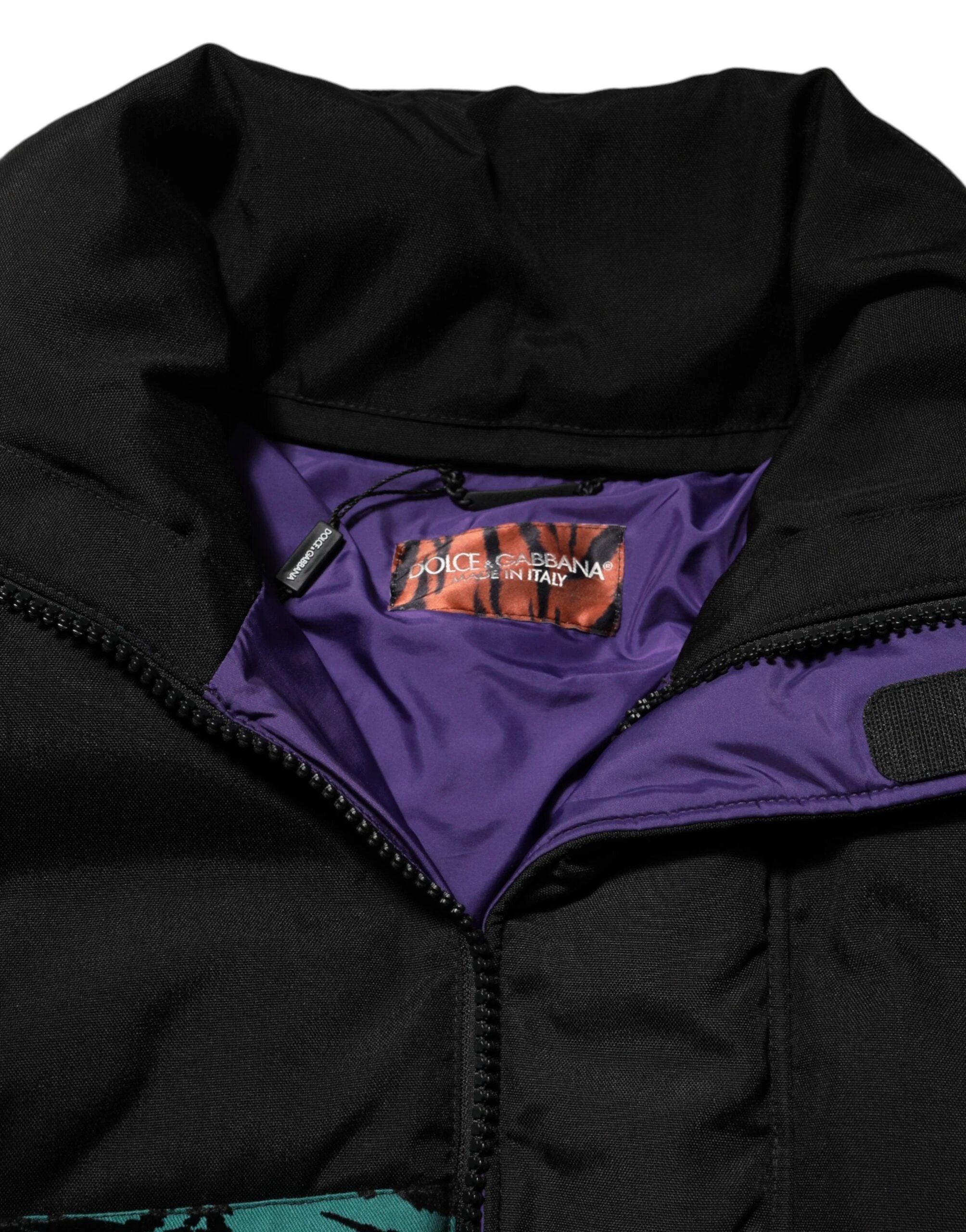Dolce & Gabbana Black Nylon Puffer Men Full Zip Jacket by Dolce & Gabbana