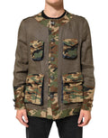 Dolce & Gabbana Brown Camouflage Linen Button Down Jacket by Dolce & Gabbana