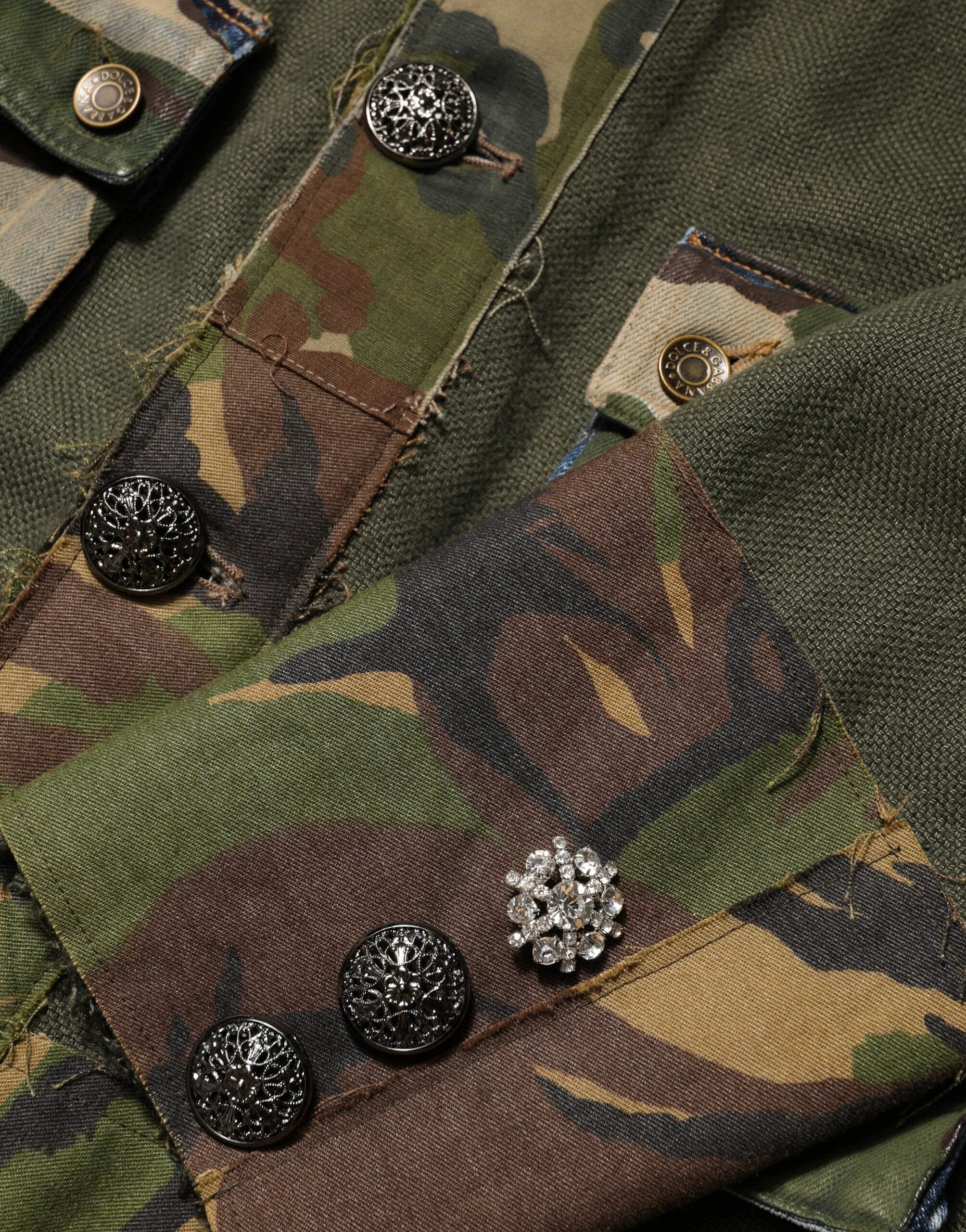 Dolce & Gabbana Brown Camouflage Linen Button Down Jacket by Dolce & Gabbana