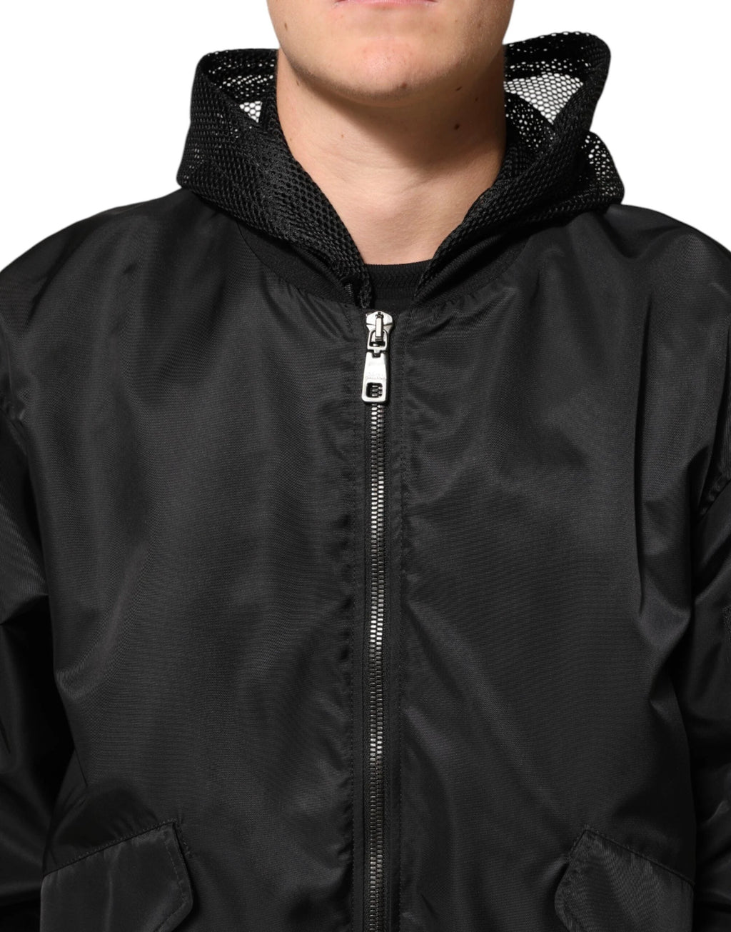 Dolce & Gabbana Black Nylon Hooded Full Zip Bomber Men Jacket by Dolce & Gabbana
