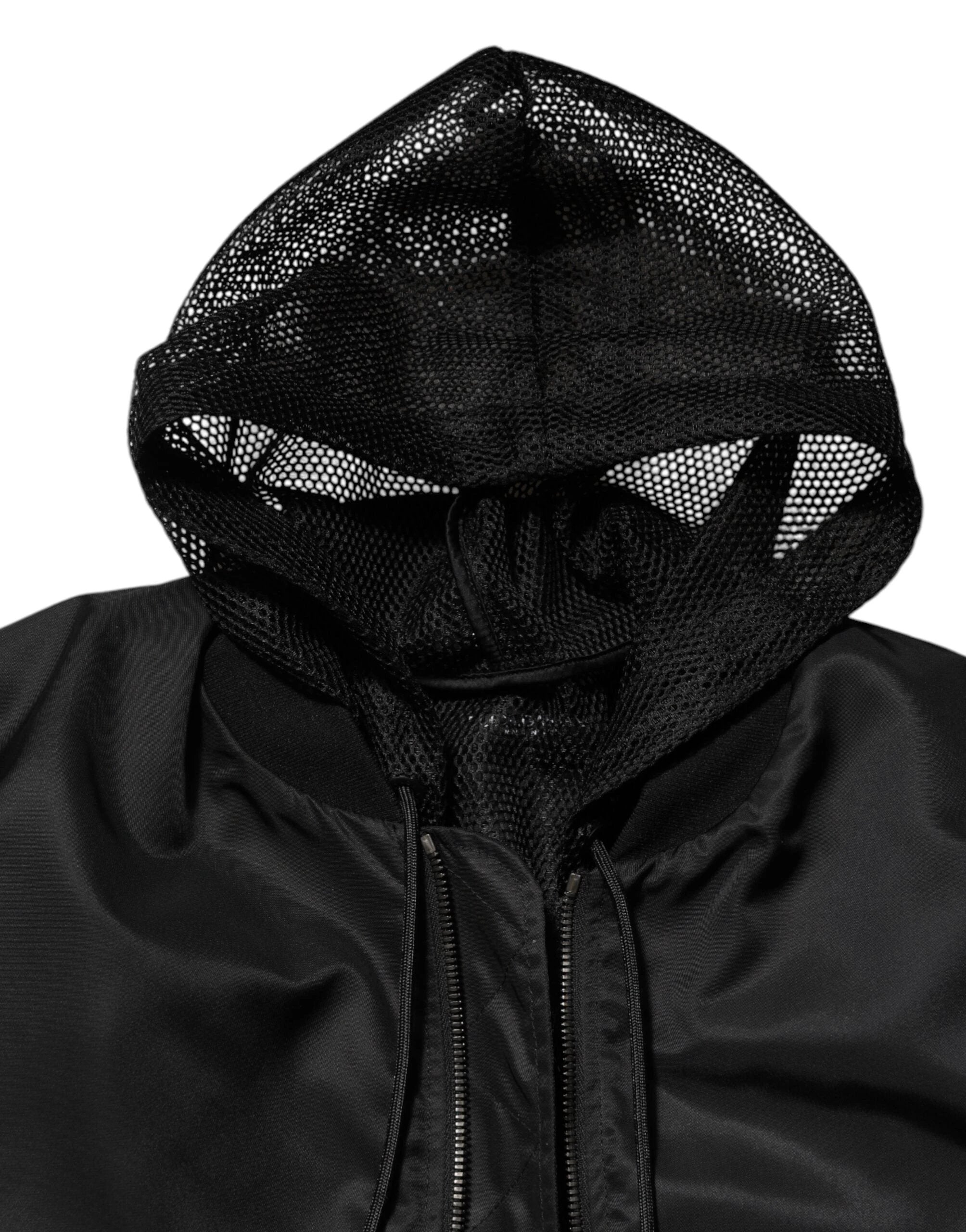 Dolce & Gabbana Black Nylon Hooded Full Zip Bomber Men Jacket by Dolce & Gabbana