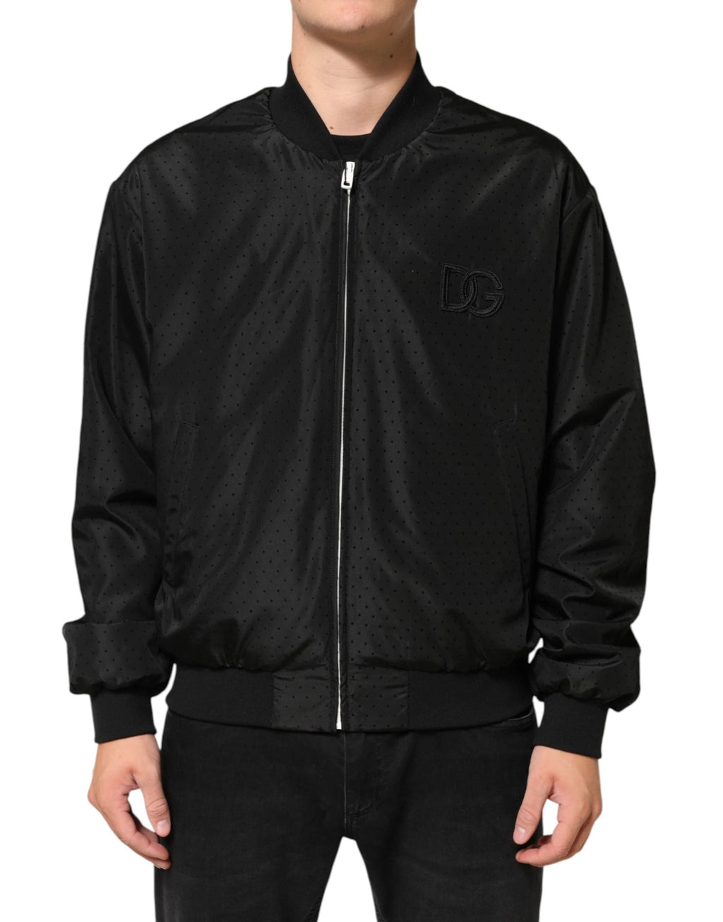 Dolce & Gabbana Black Acetate Full Zip Bomber Men Jacket by Dolce & Gabbana