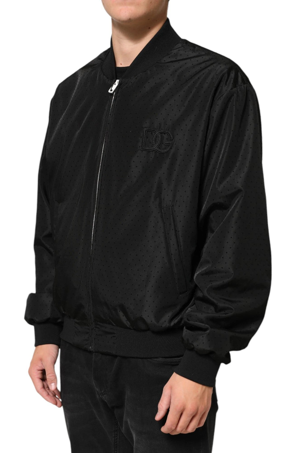 Dolce & Gabbana Black Acetate Full Zip Bomber Men Jacket by Dolce & Gabbana