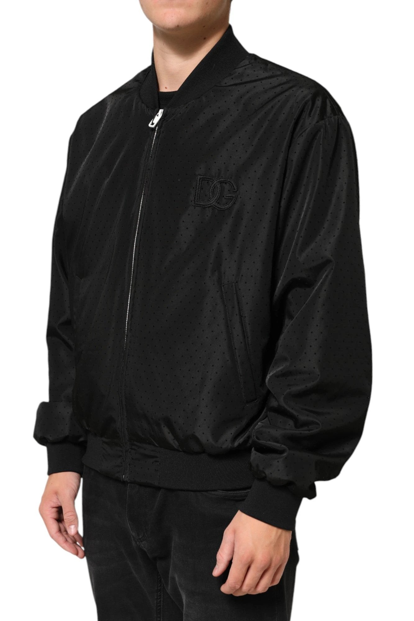 Dolce & Gabbana Black Acetate Full Zip Bomber Men Jacket by Dolce & Gabbana