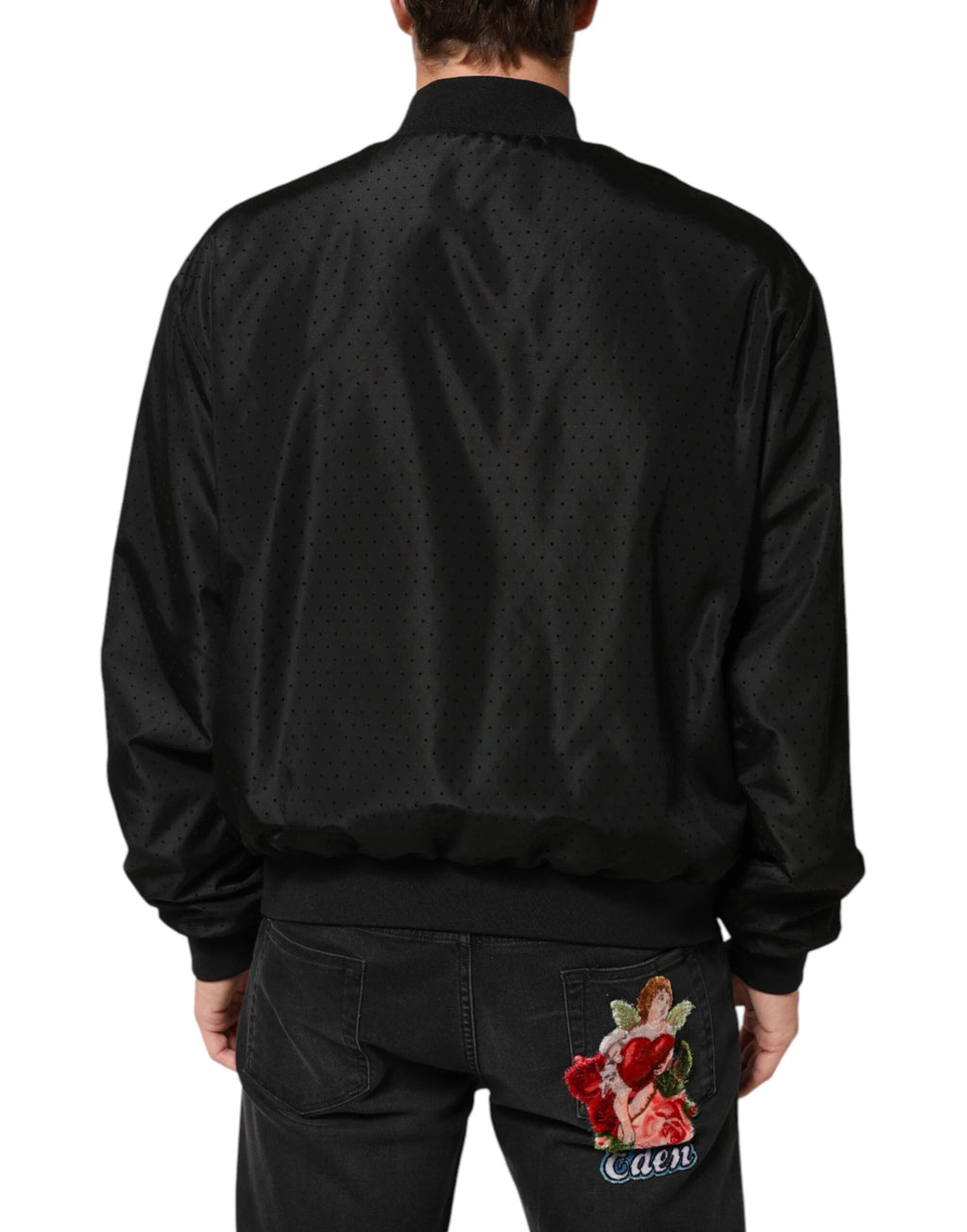 Dolce & Gabbana Black Acetate Full Zip Bomber Men Jacket by Dolce & Gabbana