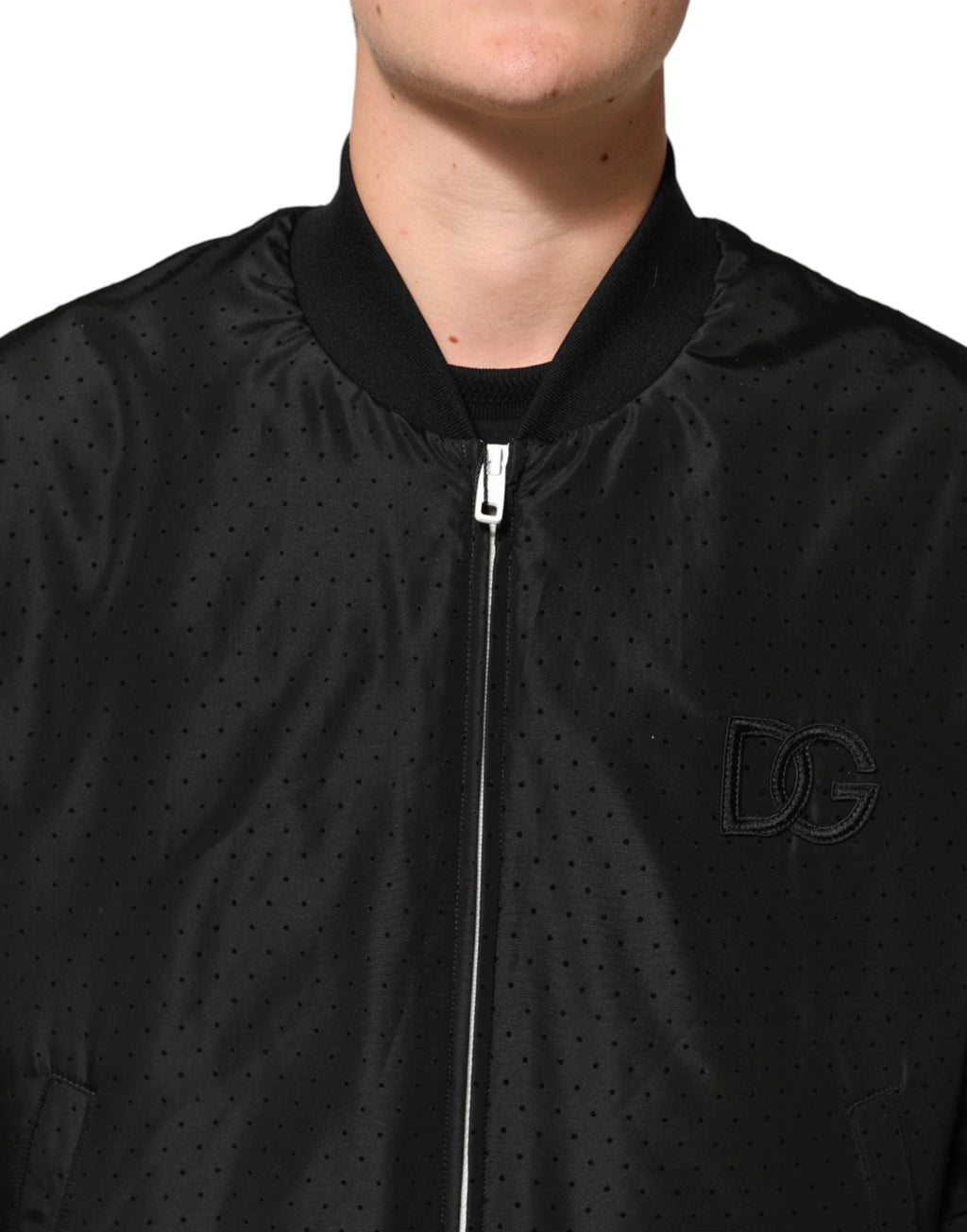 Dolce & Gabbana Black Acetate Full Zip Bomber Men Jacket by Dolce & Gabbana