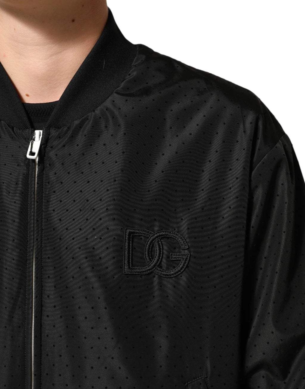 Dolce & Gabbana Black Acetate Full Zip Bomber Men Jacket by Dolce & Gabbana