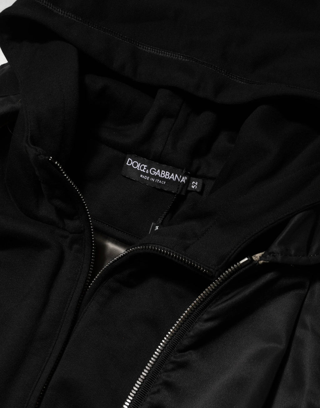 Dolce & Gabbana Black Cotton Hooded Full Zip Bomber Jacket by Dolce & Gabbana