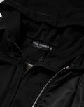 Dolce &amp; Gabbana Veste bomber à capuche en coton noir et fermeture éclair intégrale