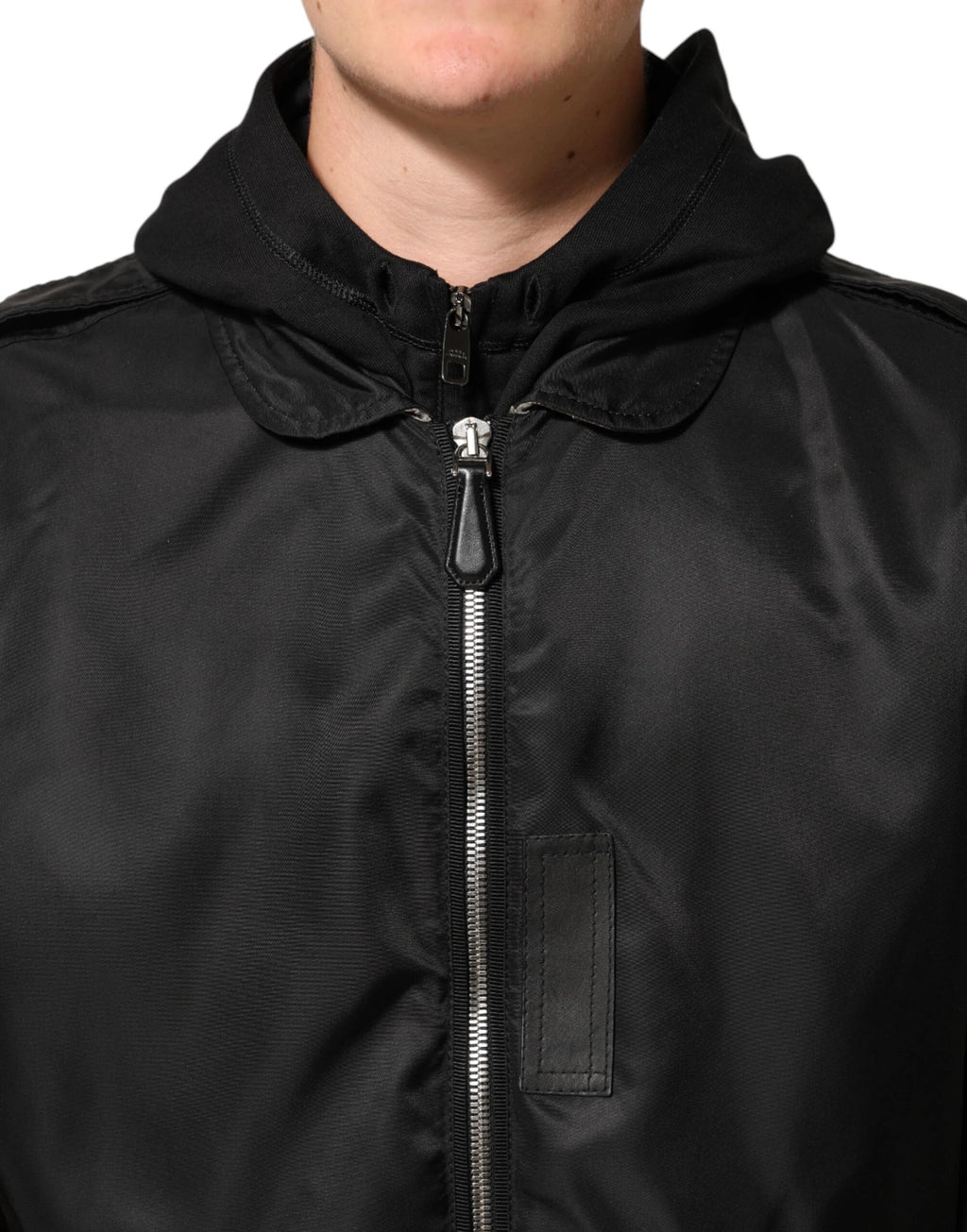 Dolce & Gabbana Black Cotton Hooded Full Zip Bomber Jacket by Dolce & Gabbana