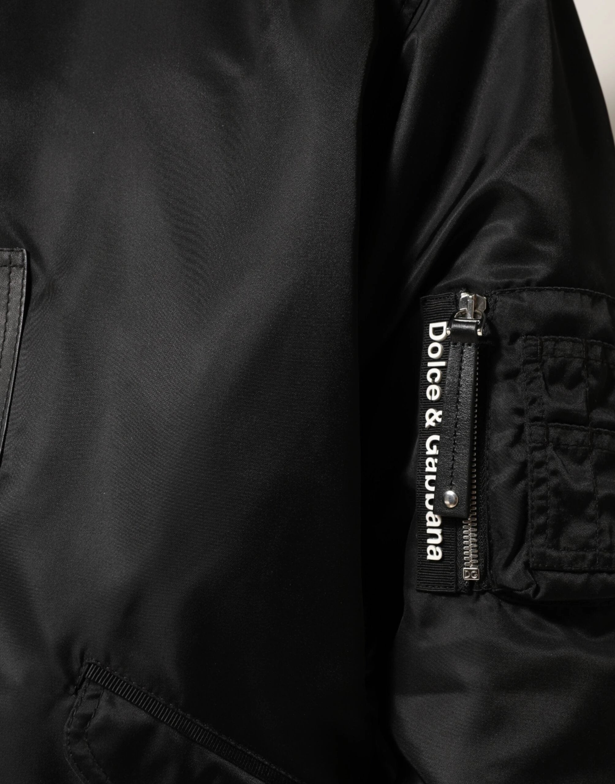 Dolce & Gabbana Black Cotton Hooded Full Zip Bomber Jacket by Dolce & Gabbana