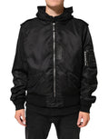 Dolce & Gabbana Black Cotton Hooded Full Zip Bomber Jacket by Dolce & Gabbana