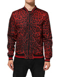 Dolce & Gabbana Red Leopard Print Full Zip Bomber Men Jacket by Dolce & Gabbana