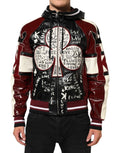 Dolce & Gabbana Multicolor Hooded Leather DG King Men Biker Jacket by Dolce & Gabbana
