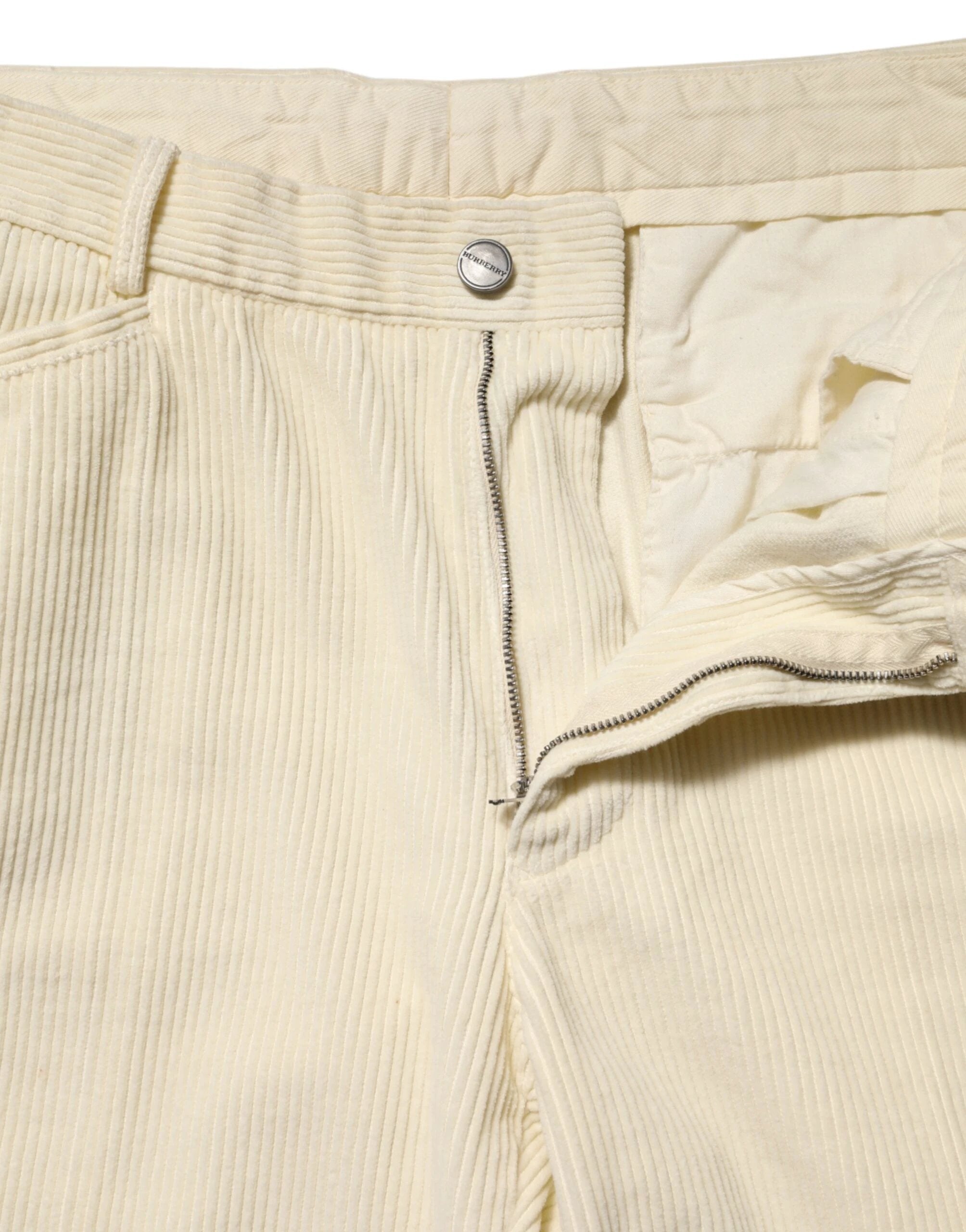 Burberry Beige Corduroy Cotton Straight Men Trouser Pants by Burberry