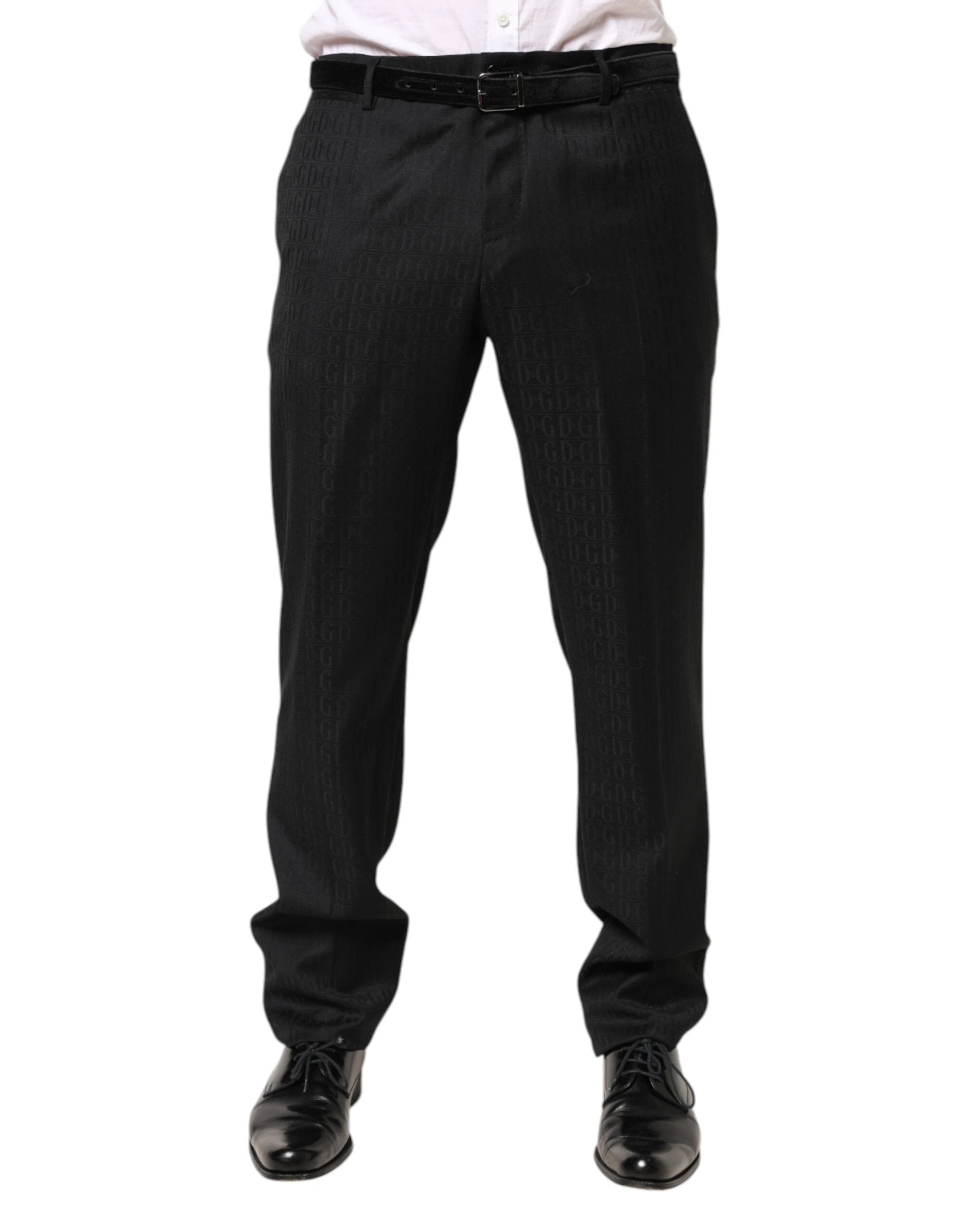Dolce & Gabbana Black Wool Mid Waist Dress Men Trouser Pants by Dolce & Gabbana