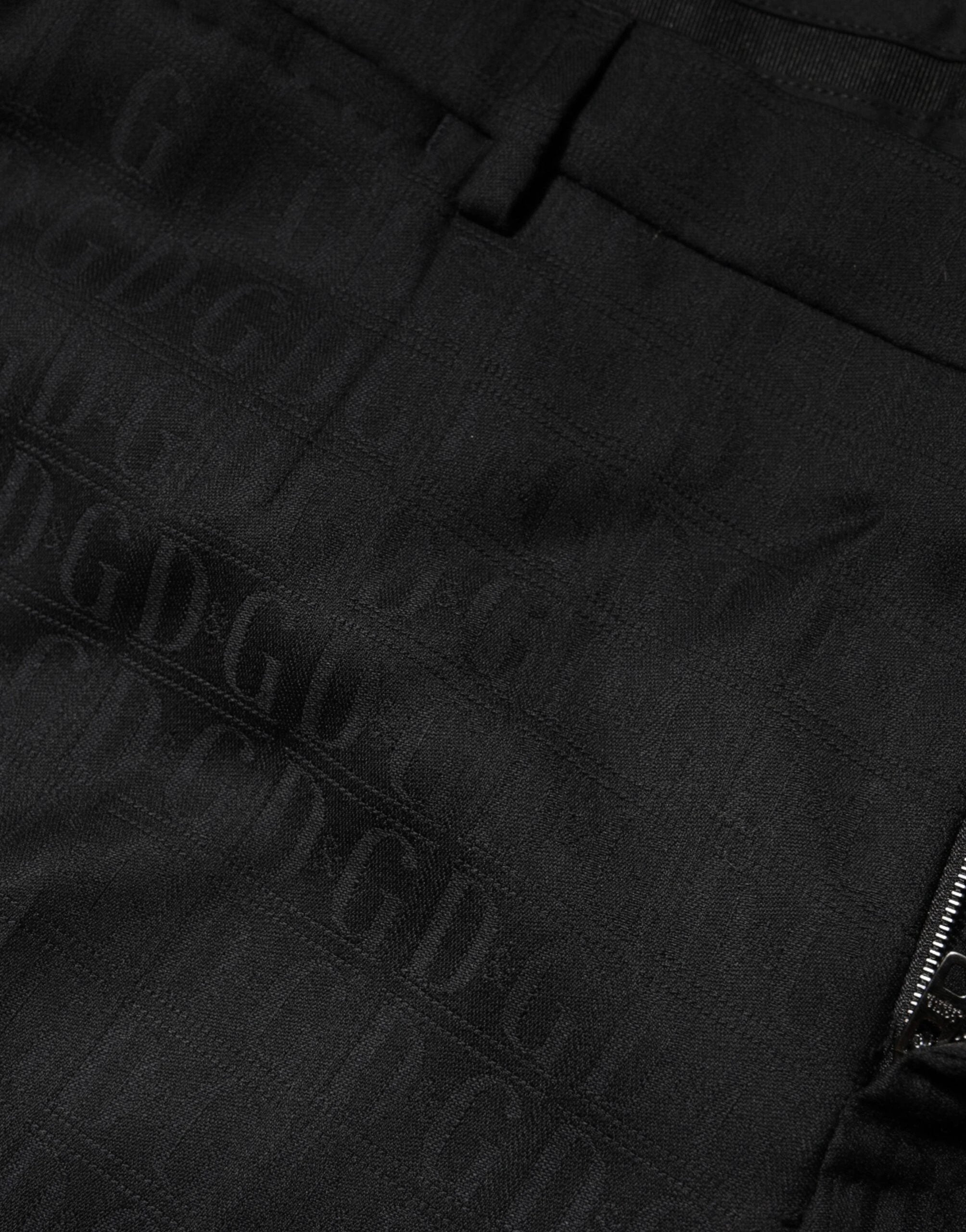 Dolce & Gabbana Black Wool Mid Waist Dress Men Trouser Pants by Dolce & Gabbana