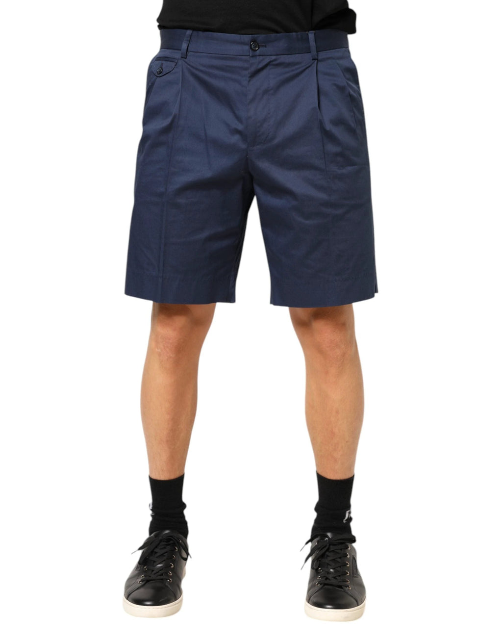 Dolce & Gabbana Blue Cotton Stretch Mid Waist Bermuda Shorts by Dolce & Gabbana