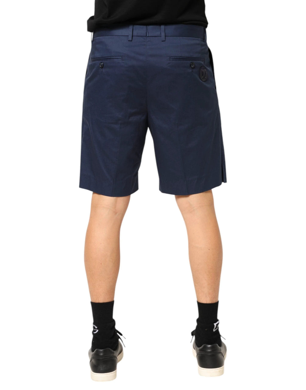 Dolce & Gabbana Blue Cotton Stretch Mid Waist Bermuda Shorts by Dolce & Gabbana