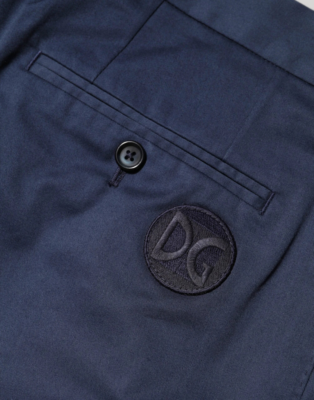 Dolce & Gabbana Blue Cotton Stretch Mid Waist Bermuda Shorts by Dolce & Gabbana