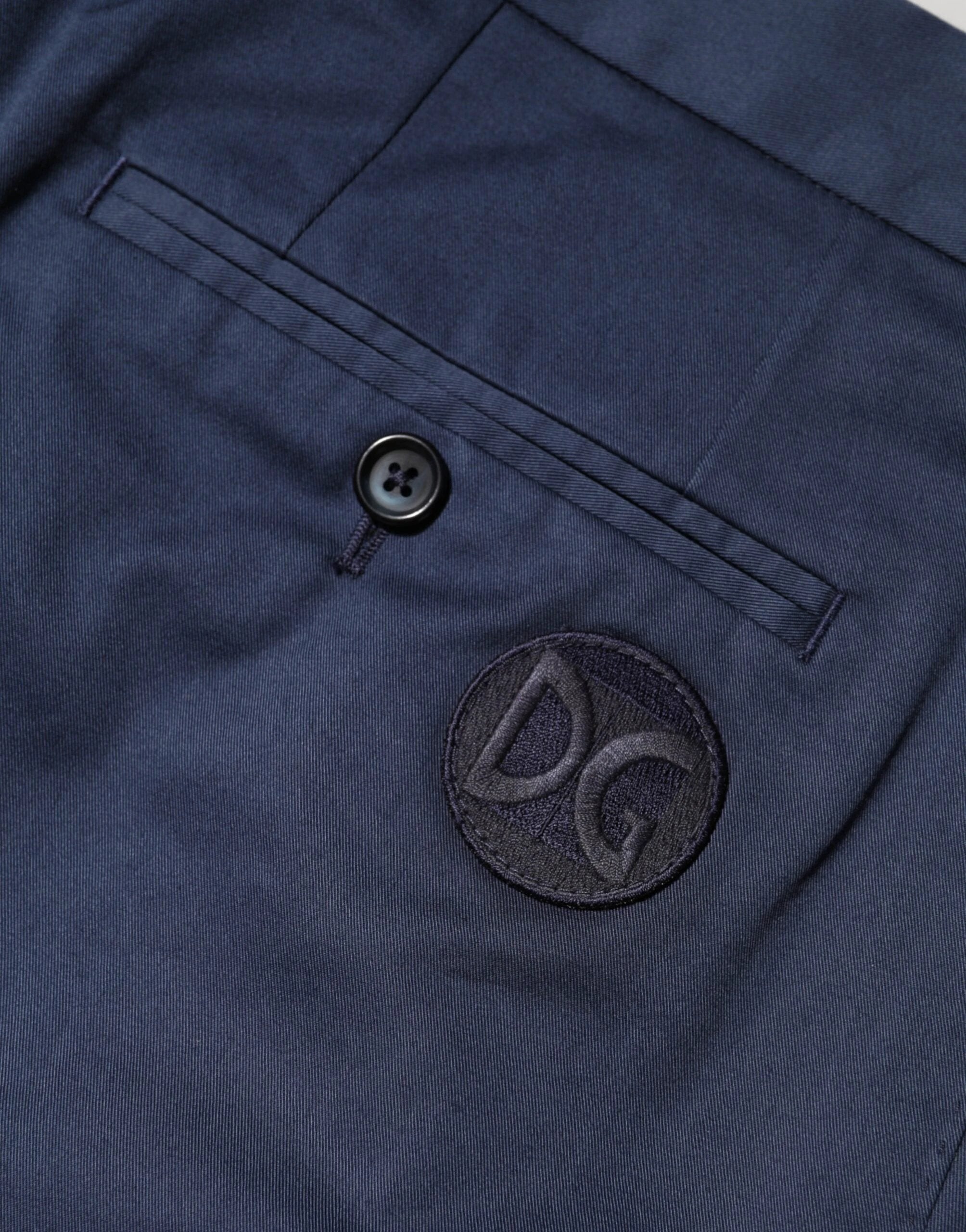 Dolce & Gabbana Blue Cotton Stretch Mid Waist Bermuda Shorts by Dolce & Gabbana