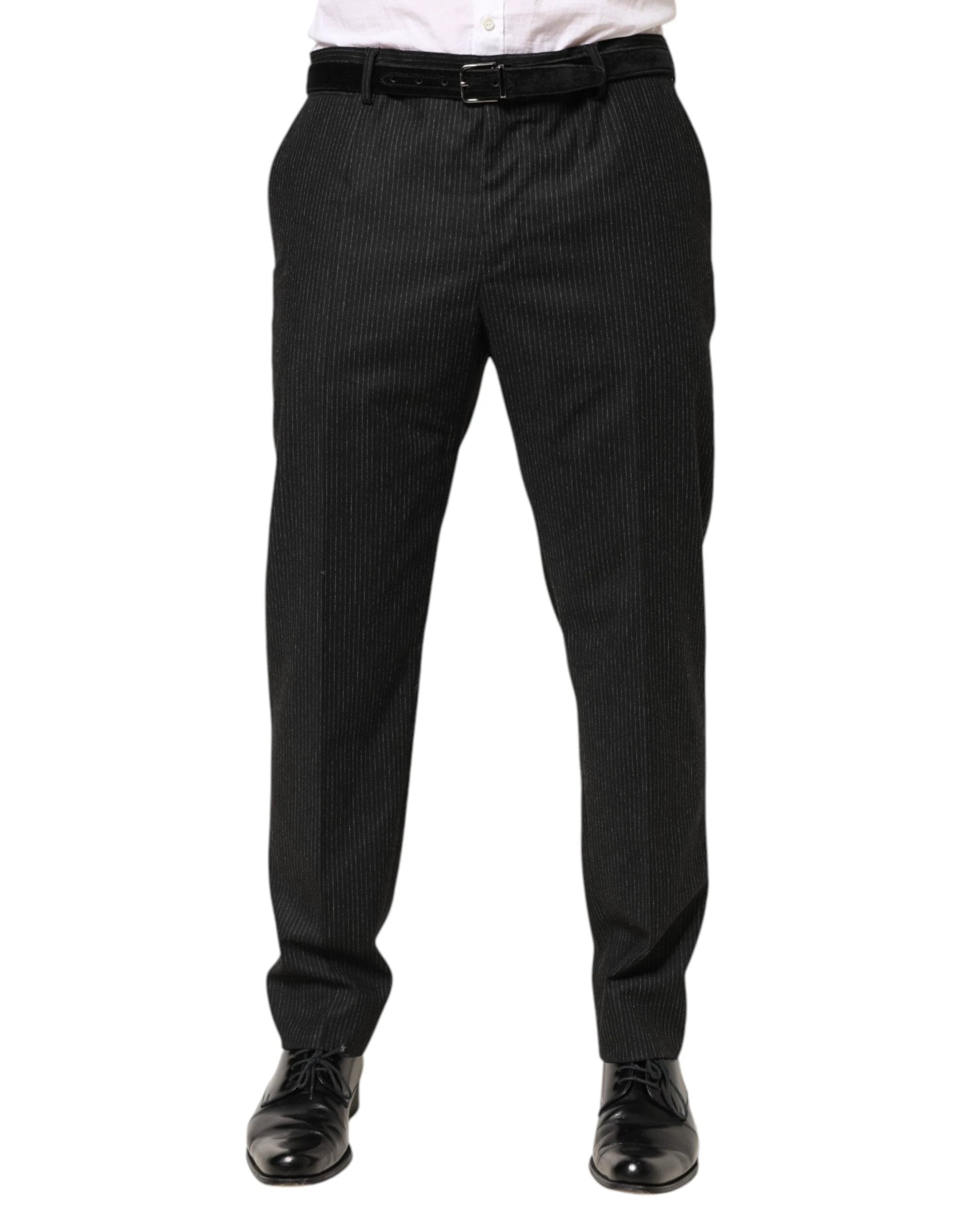 Dolce & Gabbana Black Cotton Mid Waist Dress Trouser Pants by Dolce & Gabbana
