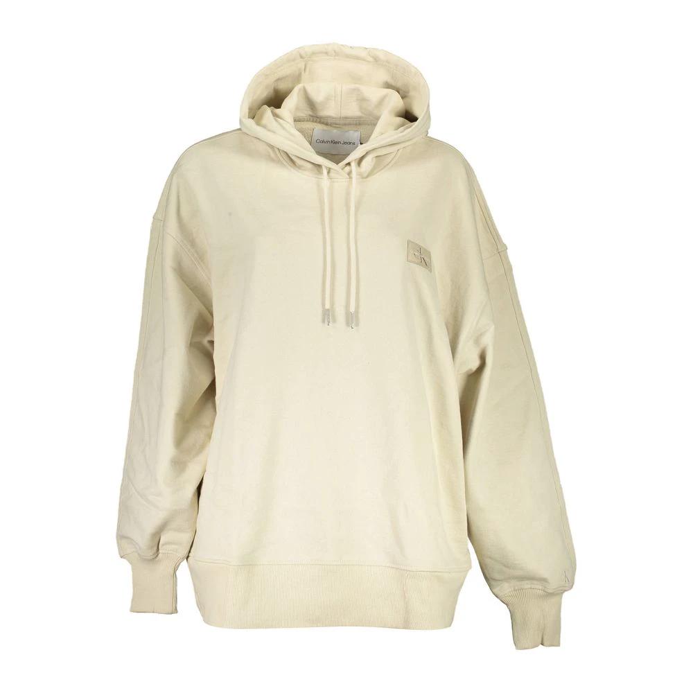 Calvin Klein Beige Recycled Cotton Women Hoodie Calvin Klein