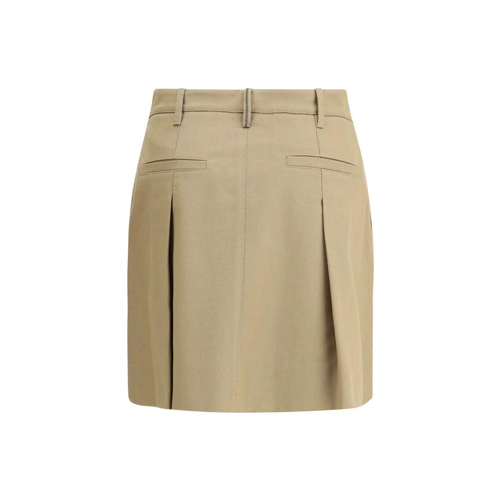 Brunello Cucinelli Beige Cotton Mini Skirt by Brunello Cucinelli