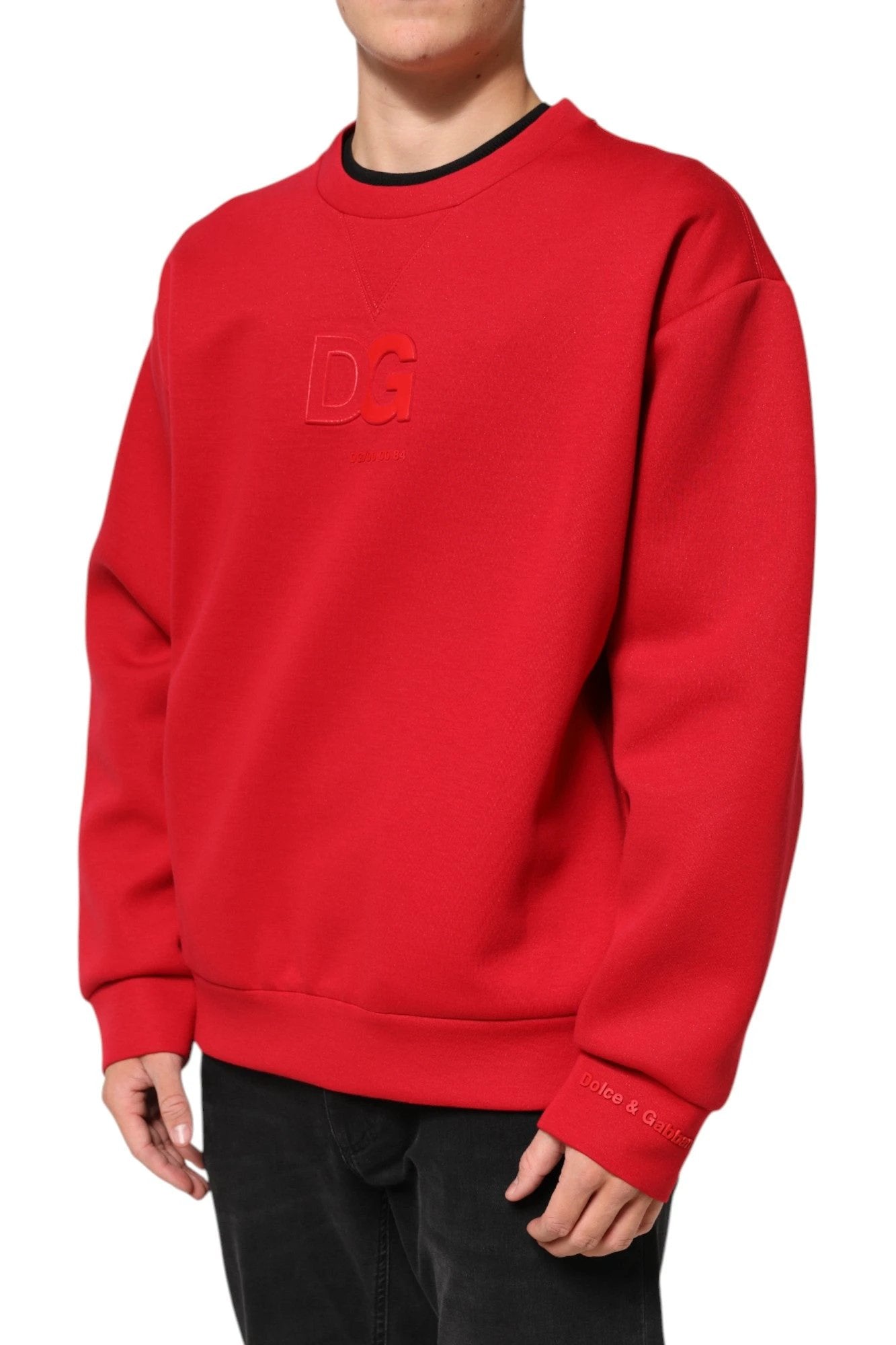 Dolce & Gabbana Red DG Logo Crew Neck Men Sweatshirt Sweater by Dolce & Gabbana
