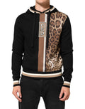Dolce & Gabbana Black Leopard Logo Hooded Sweatshirt Sweater by Dolce & Gabbana