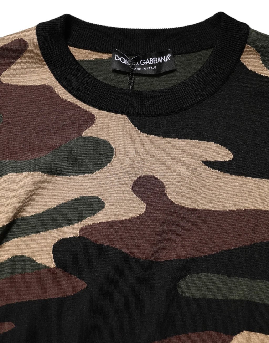 Dolce & Gabbana Multicolor Camouflage Crew Neck Men Pullover Sweater by Dolce & Gabbana