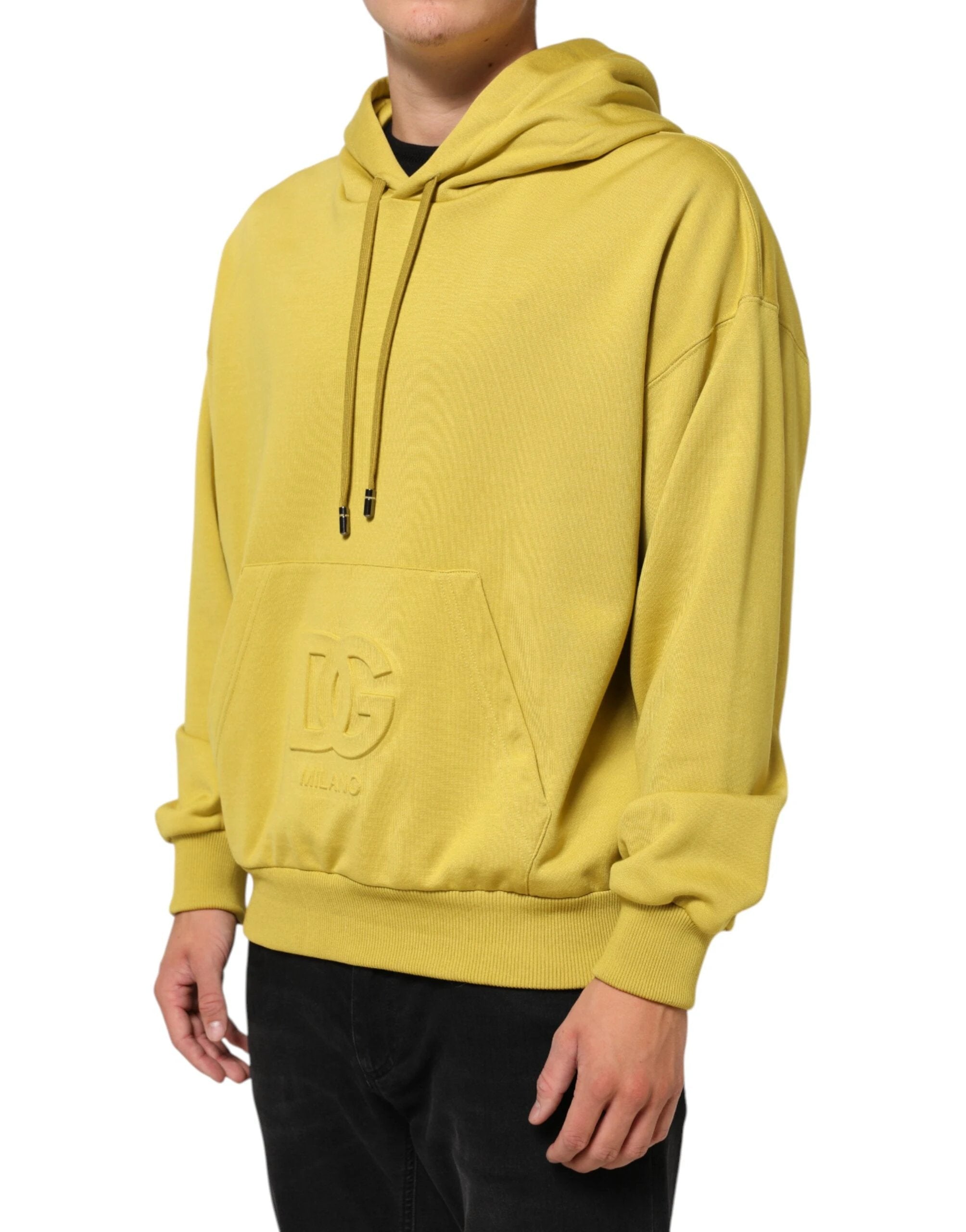 Dolce & Gabbana Yellow Logo Cotton Hooded Sweatshirt Sweater by Dolce & Gabbana
