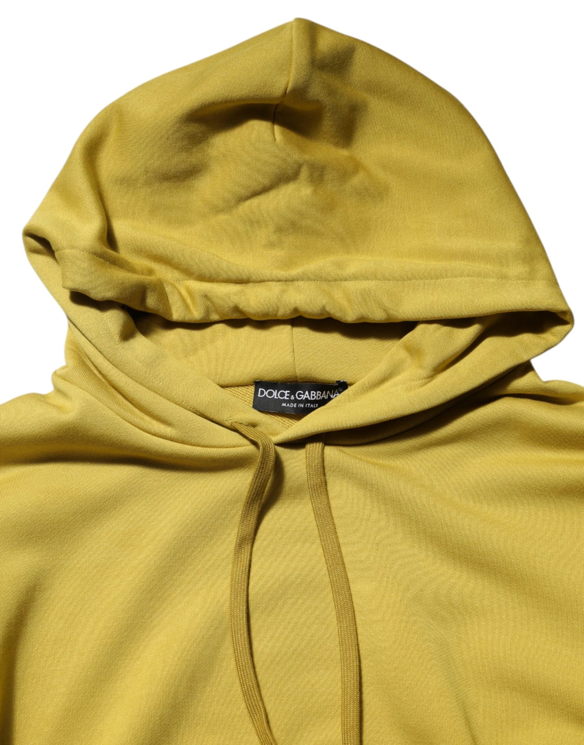 Dolce & Gabbana Yellow Logo Cotton Hooded Sweatshirt Sweater by Dolce & Gabbana