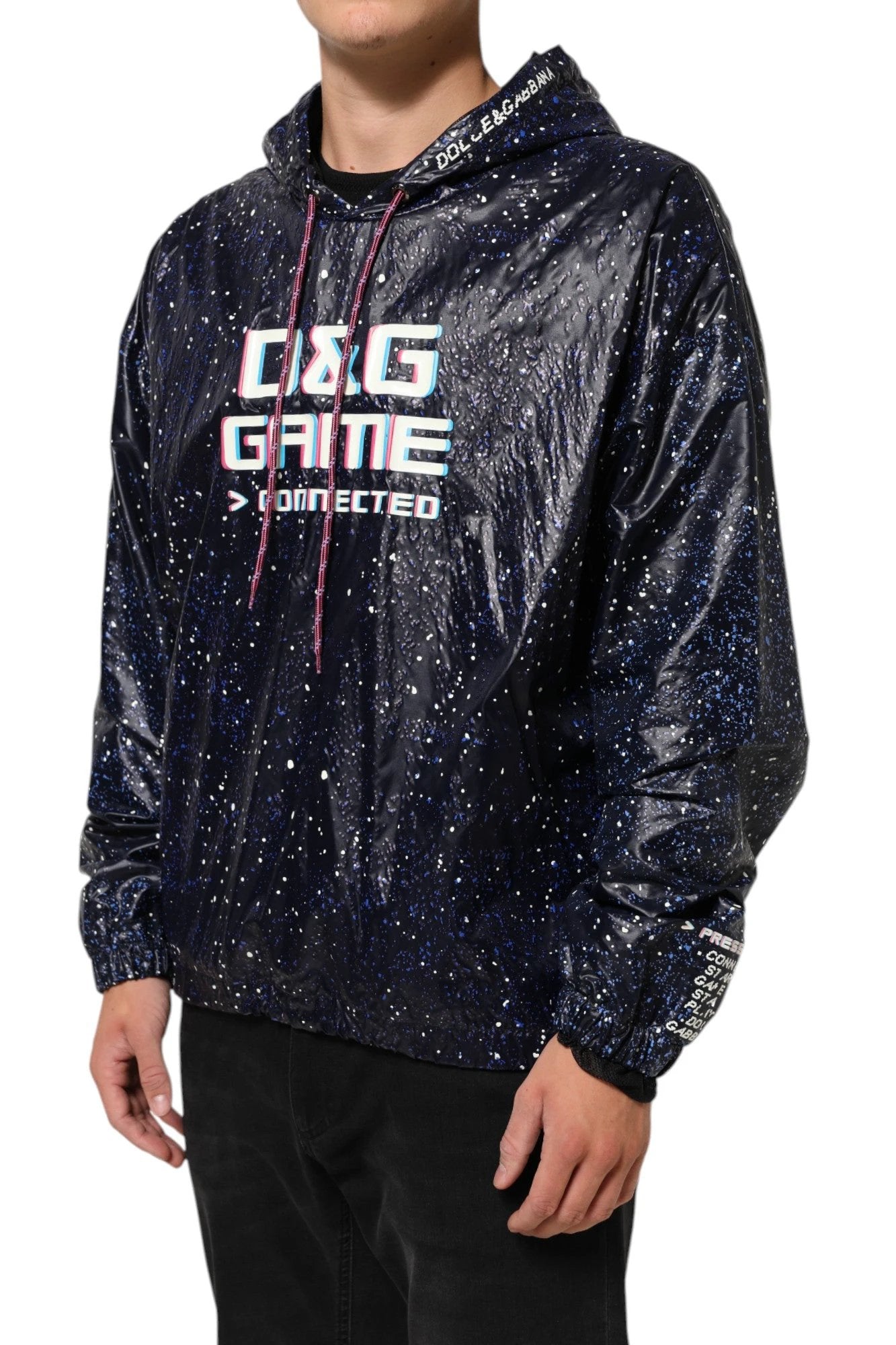 Dolce & Gabbana Blue D&G Game Hooded Men Sweatshirt Sweater by Dolce & Gabbana