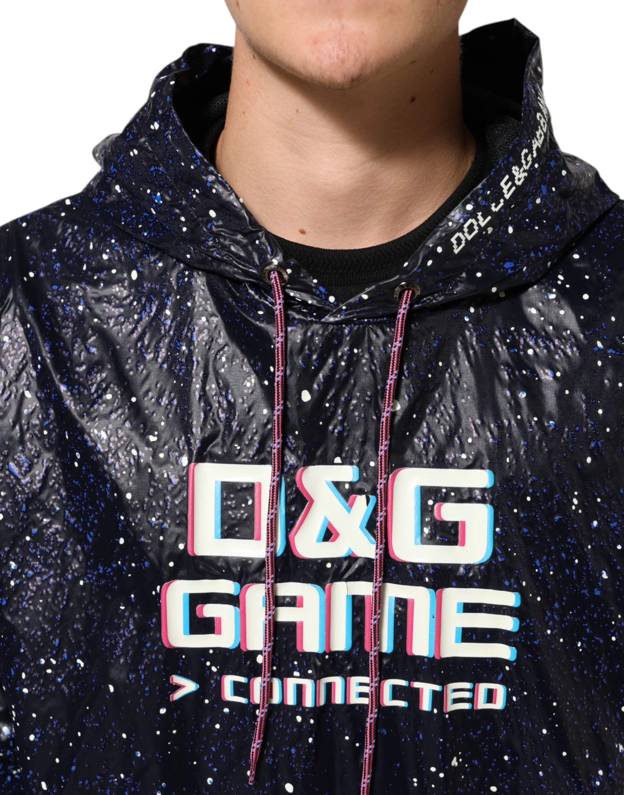 Dolce & Gabbana Blue D&G Game Hooded Men Sweatshirt Sweater by Dolce & Gabbana
