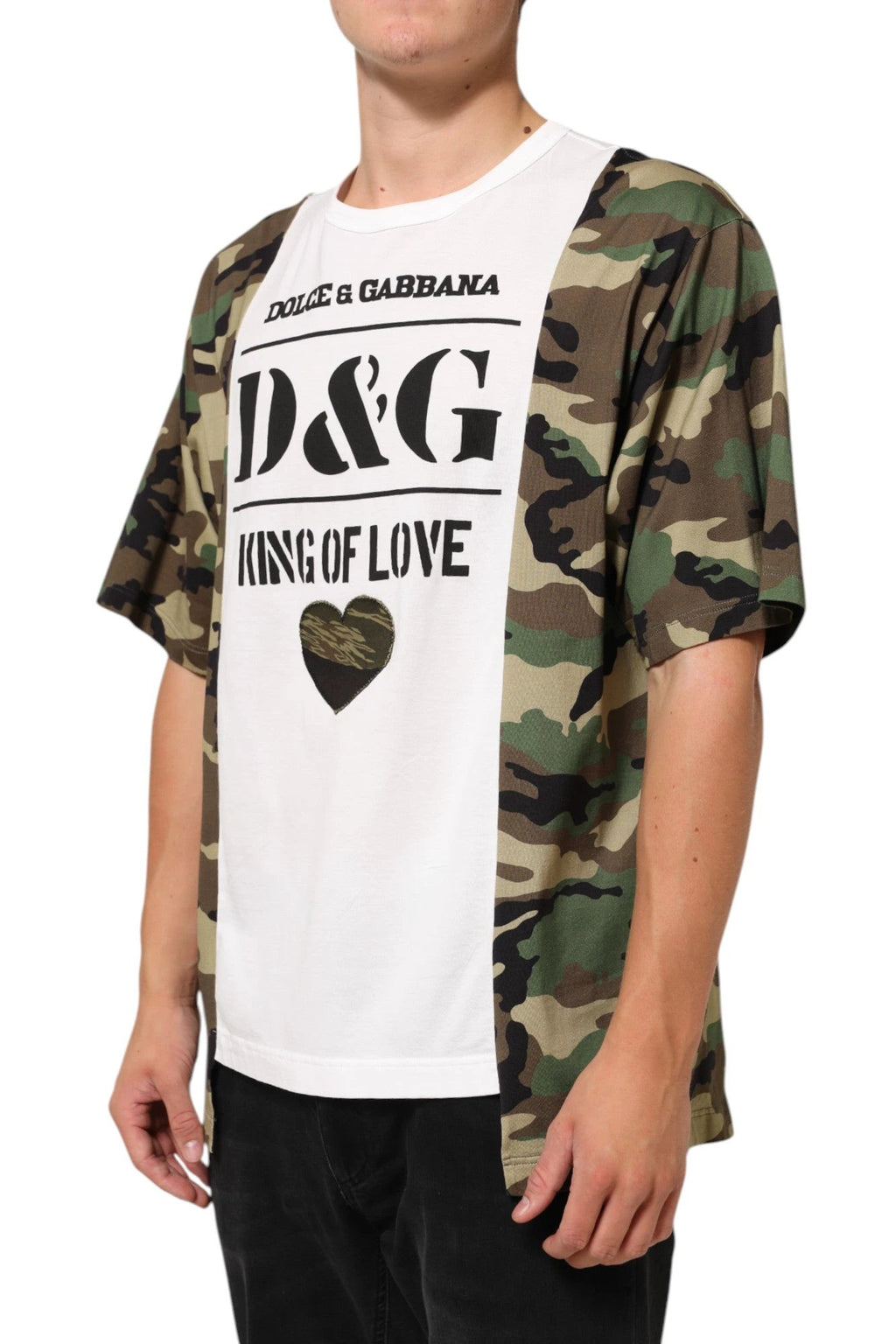 Dolce & Gabbana White Logo Camouflage Crew Neck Men T-shirt by Dolce & Gabbana